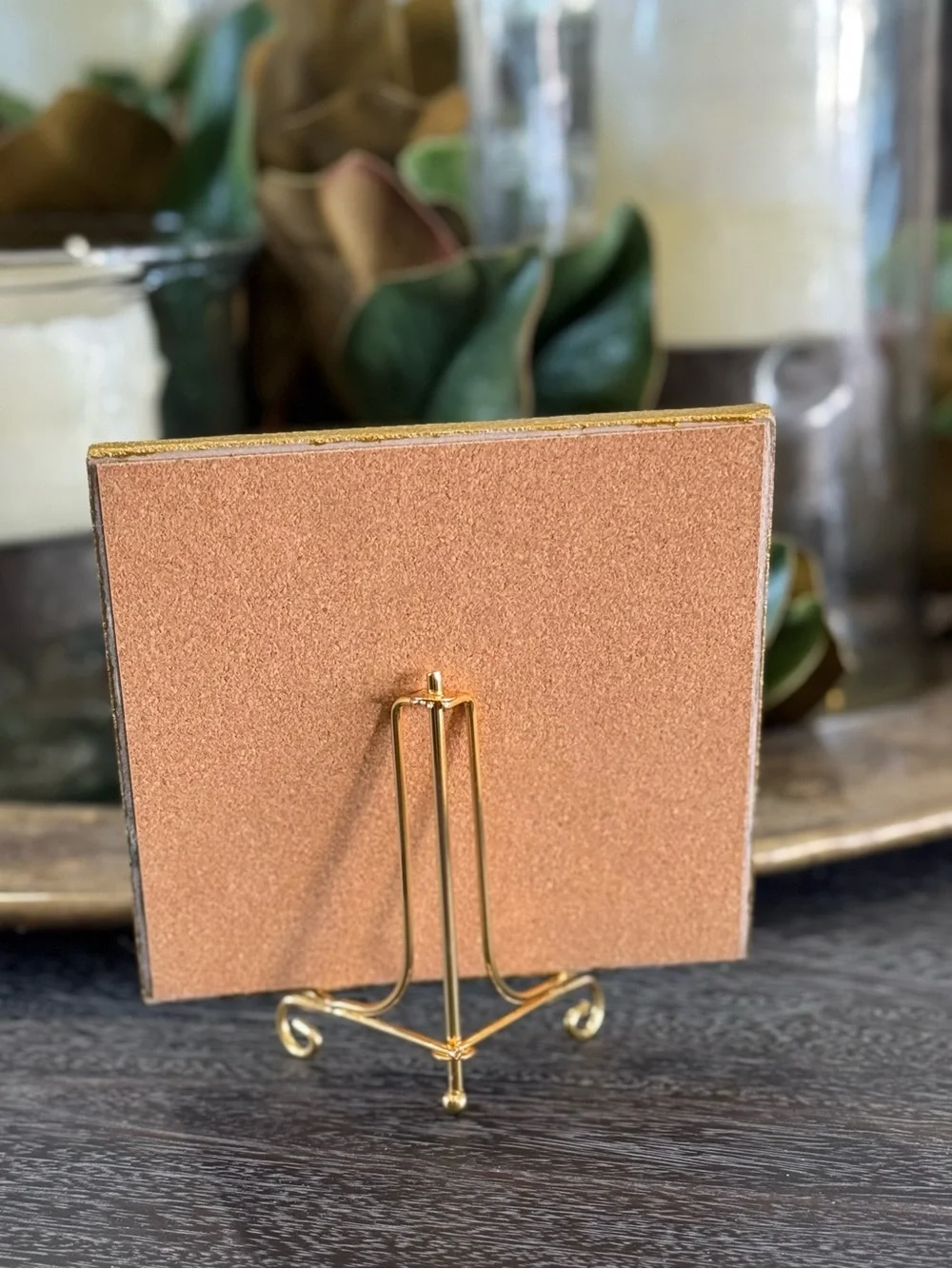 Hand crafted Halloween pumpkin ceramic coaster with gold stand 4”